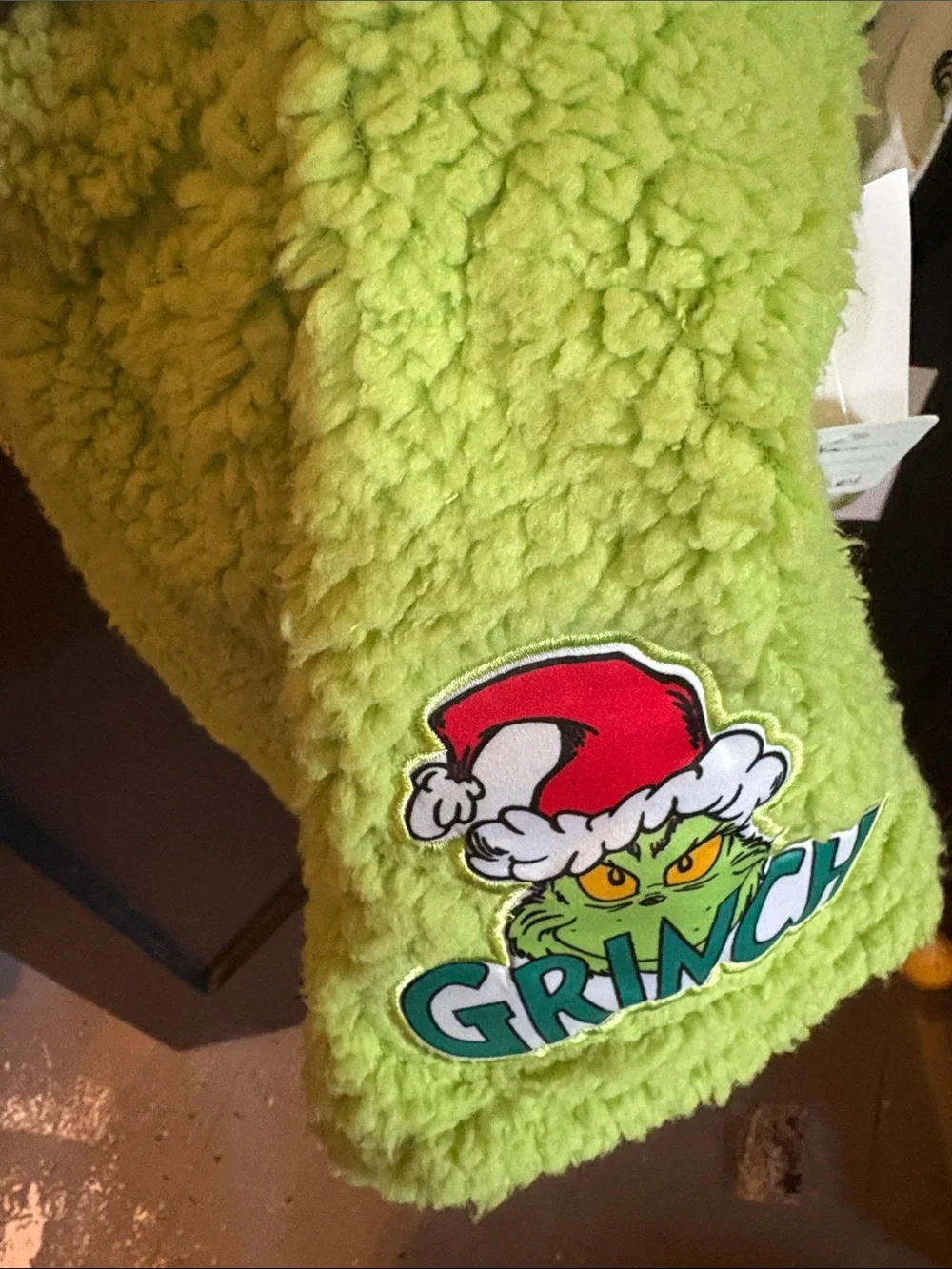 The Grinch Plush Sherpa Suspender Dress in Bright Green - Kids
